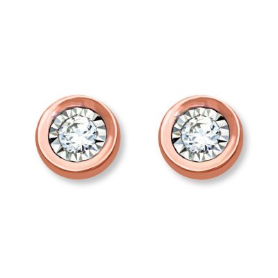 Diamond Solitaire Earrings 1/5 Carat tw 10K Rose Gold