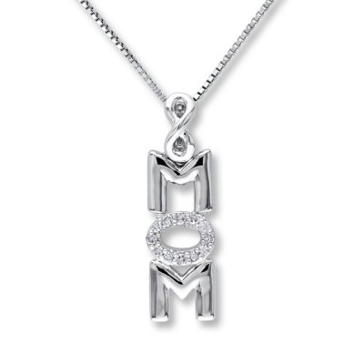 "Mom" Necklace 1/20 ct tw Diamonds Sterling Silver