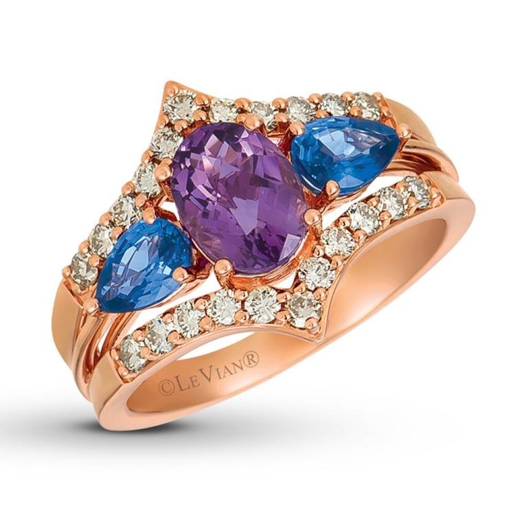 Le Vian Amethyst  Sapphire Ring 1/2 ct tw Diamonds 14K Gold