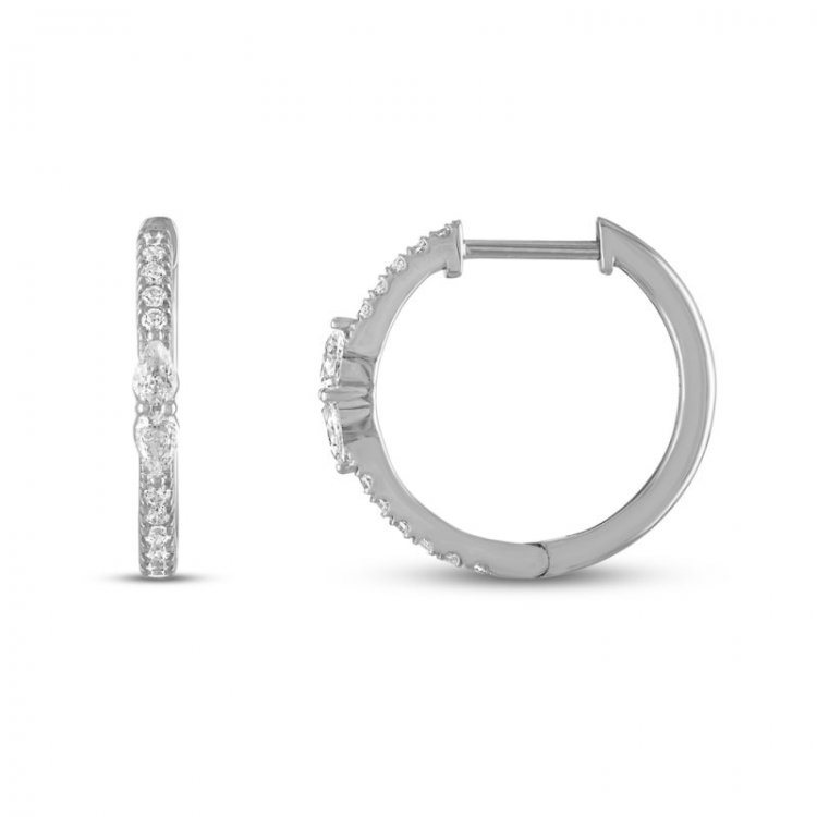 Forever Connected Diamond Hoop Earrings 1/3 ct tw Pear/Round-Cut 10K White Gold