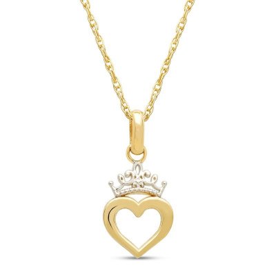 Children's Disney Princess Crown Necklace 14K Yellow Gold 13