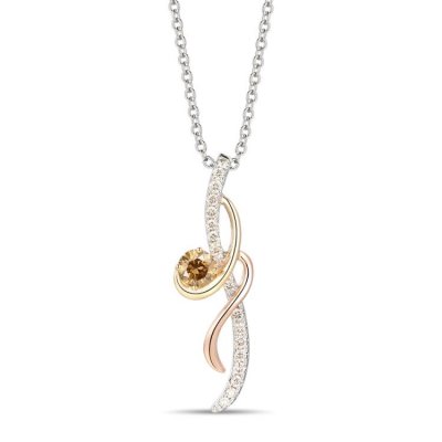 Le Vian Diamond Necklace 3/8 ct tw 14K Tri-Tone Gold 18