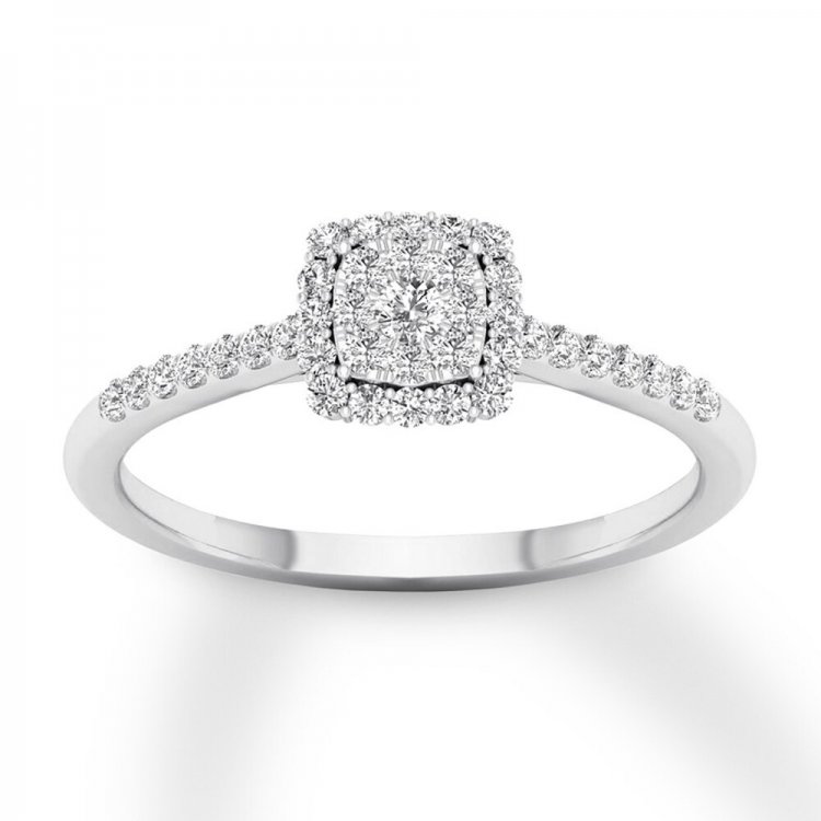 Diamond Engagement Ring 1/4 ct tw Round-cut 10K White Gold