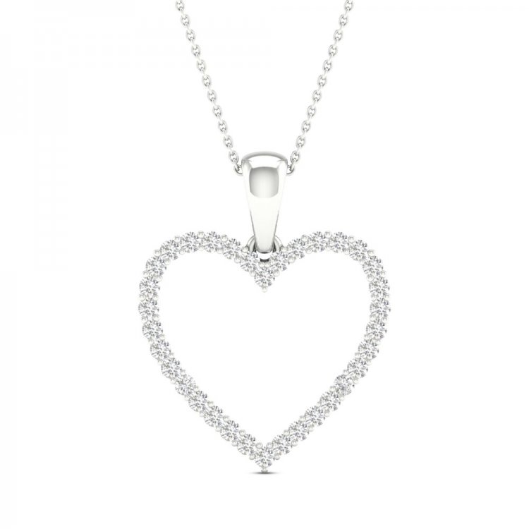 Diamond Heart Necklace 1/5 ct tw Round-Cut Sterling Silver 18