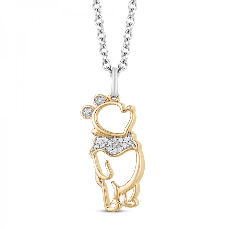 Disney Treasures Winnie the Pooh Diamond Necklace 1/20 ct tw Sterling Silver/10K Yellow Gold