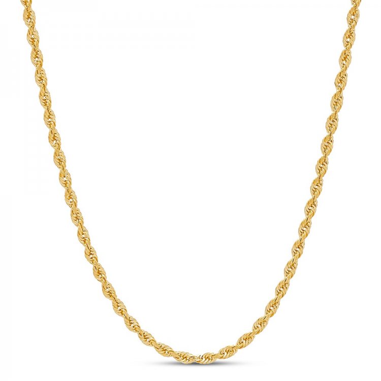 Mens Rope Chain 10K Yellow Gold 22