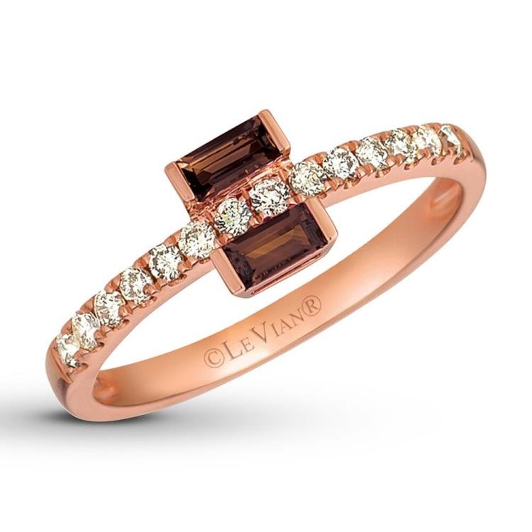 Le Vian Chocolate Quartz Ring 1/5 ct tw Nude Diamonds 14K Gold