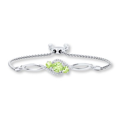 Peridot Bolo Bracelet Lab-Created Sapphires Sterling Silver