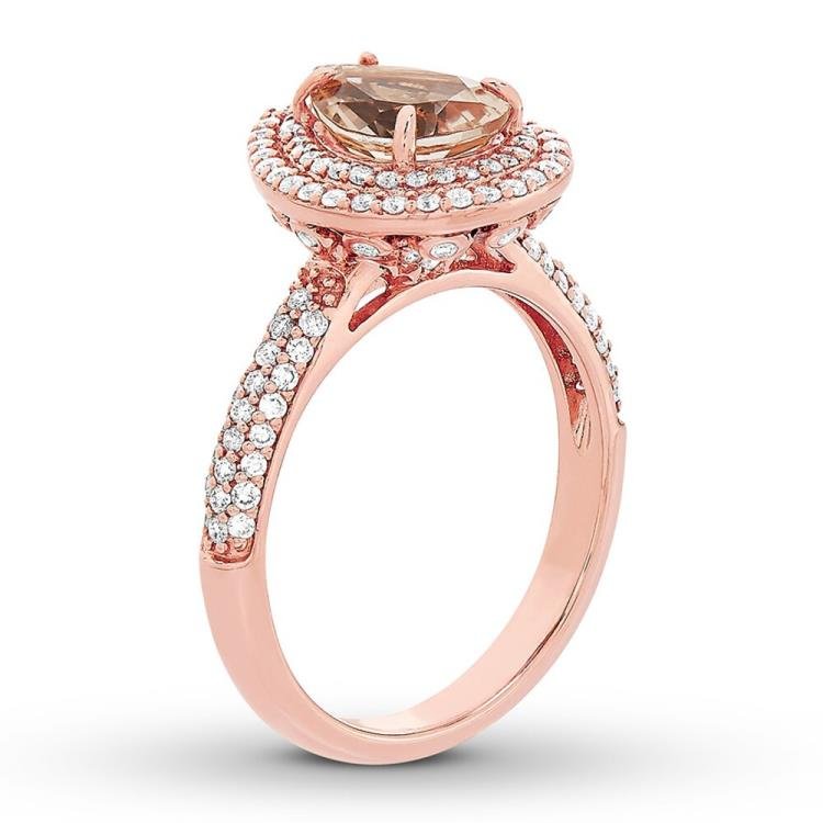 Morganite Engagement Ring 5/8 ct tw Diamonds 14K Rose Gold