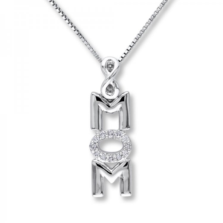 "Mom" Necklace 1/20 ct tw Diamonds Sterling Silver