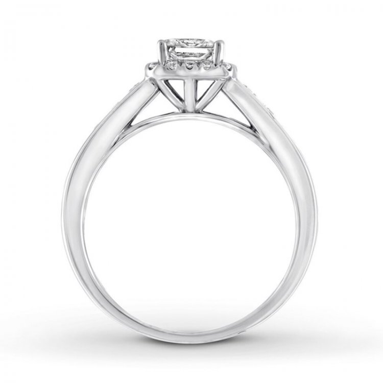 Diamond Engagement Ring 5/8 ct tw Princess/Round 14K White Gold