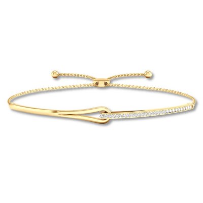 Love + Be Loved Diamond Bolo Bracelet 1/10 cttw 10K Yellow Gold