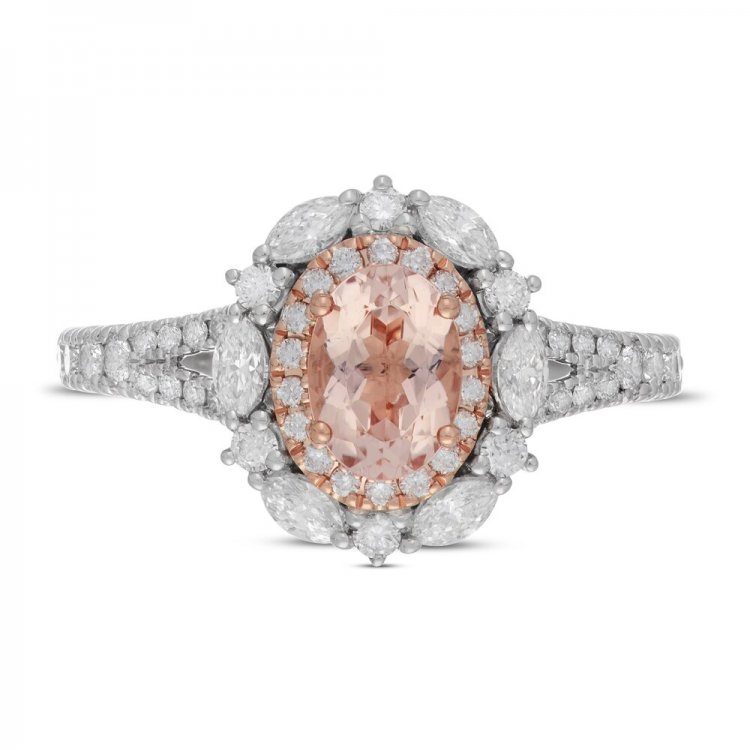 Neil Lane Morganite Engagement Ring 3/4 ct tw Diamonds 14K Two-Tone Gold