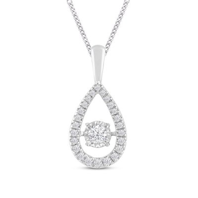 Unstoppable Love Diamond Pear Necklace 1/2 ct tw Round-cut 10K White Gold 19