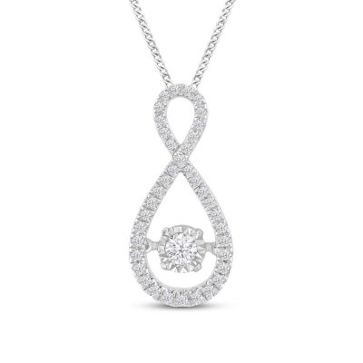 Diamond Infinity Necklace 1/3 ct tw Round-cut 10K White Gold 19