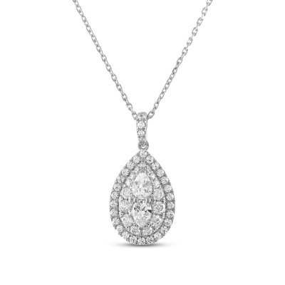 Forever Connected Diamond Necklace 1 ct tw Round/Pear 10K White Gold 18