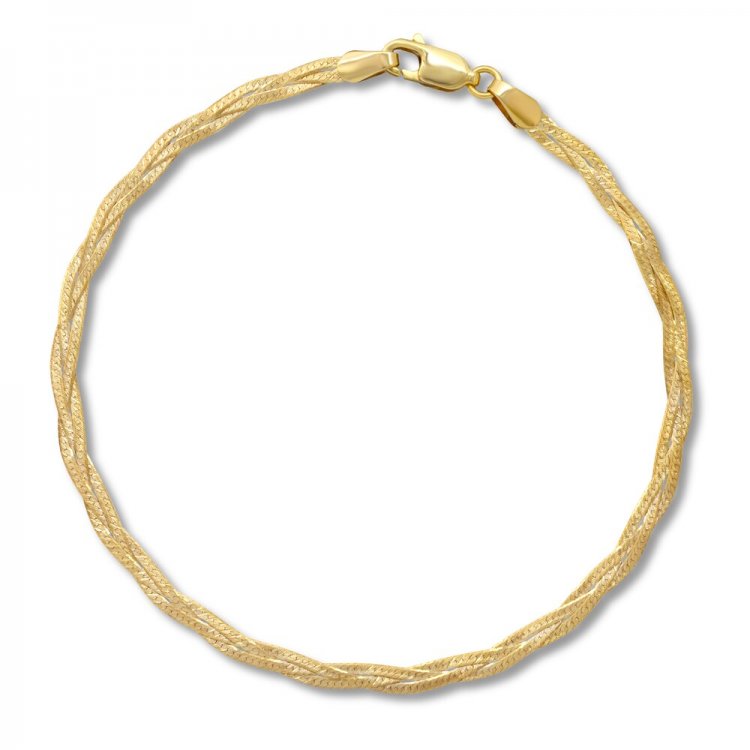 Ladies Braided Herringbone Necklace/Bracelet Set 10K Yellow Gold