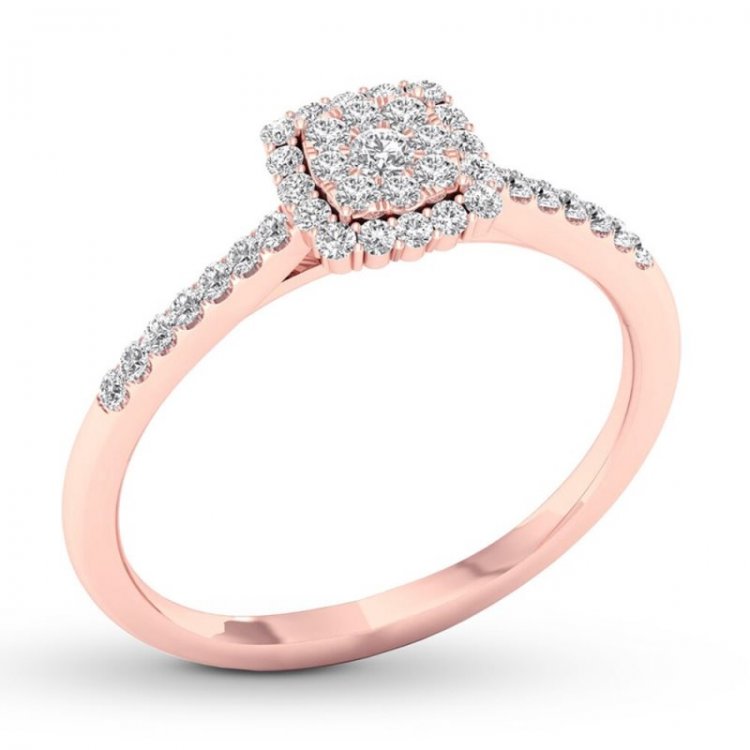 Diamond Engagement Ring 1/4 ct tw Round-cut 10K Rose Gold