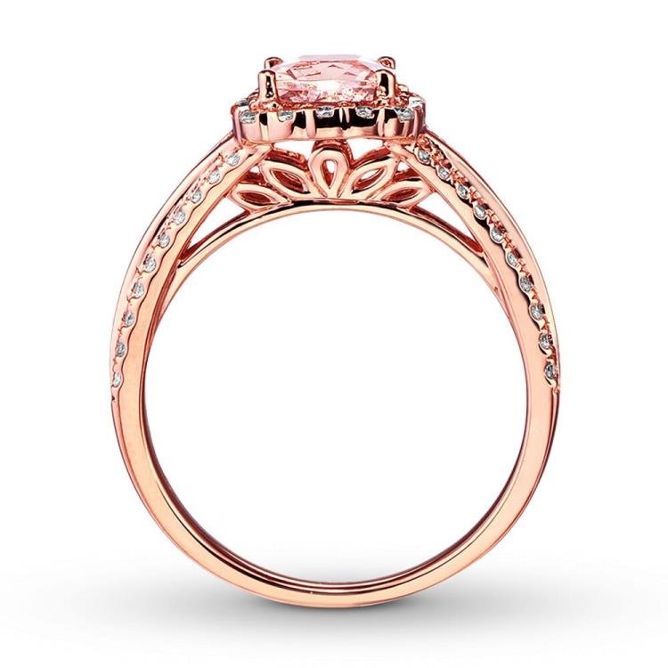 Morganite Engagement Ring 3/8 ct tw Diamonds 14K Rose Gold