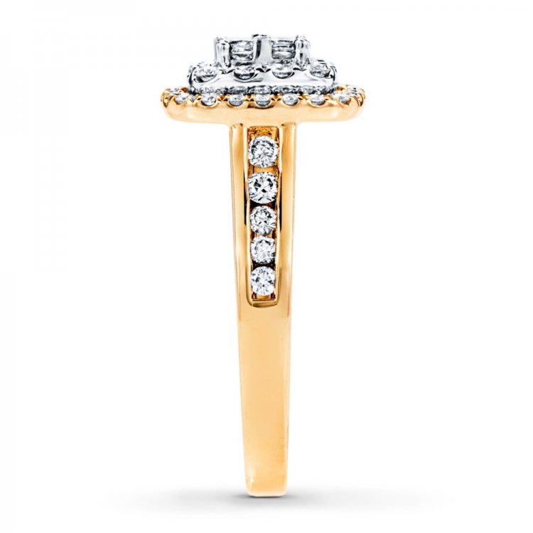 Diamond Engagement Ring 3/4 ct tw Princess/Round 14K Gold