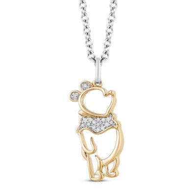 Disney Treasures Winnie the Pooh Diamond Necklace 1/20 ct tw Sterling Silver/10K Yellow Gold