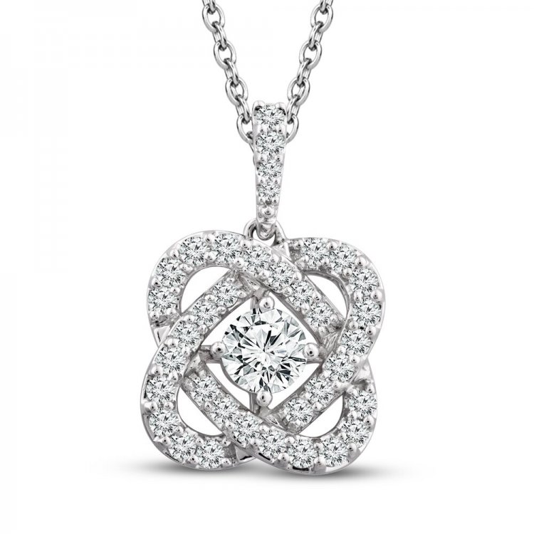 Center of Me Diamond Necklace 1 ct tw 14K White Gold 18