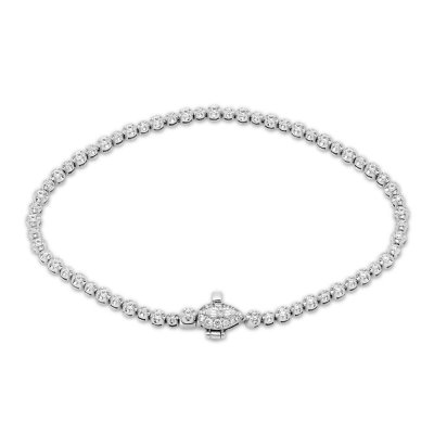 Forever Connected Diamond Bracelet 1 ct tw Round/Pear 10K White Gold