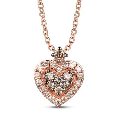 LeVian Heart Necklace 1/4 ct tw Diamonds 14K Strawberry Gold 18