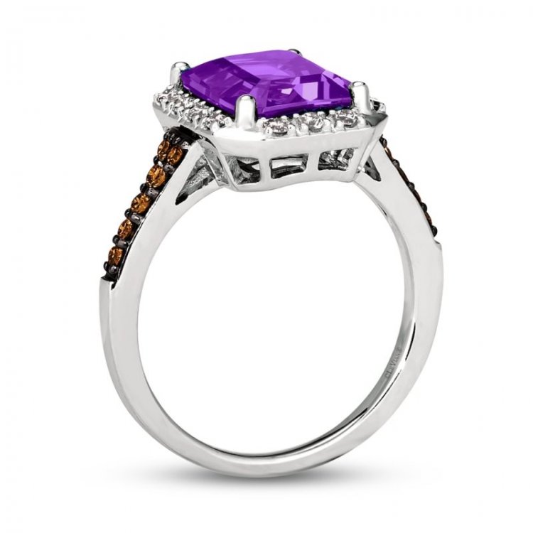 Le Vian Amethyst Ring 1/3 ct tw Diamonds 14K Vanilla Gold