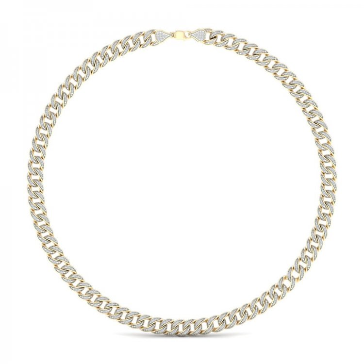 Mens Cuban Curb Chain Necklace 6 ct tw Diamonds 10K Yellow Gold 22