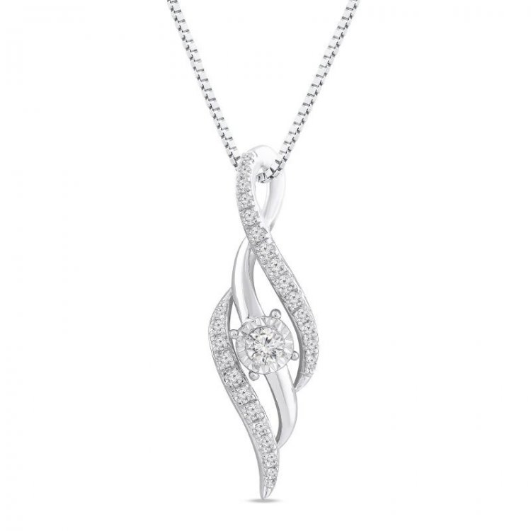 Diamond Necklace 1/3 ct tw 10K White Gold