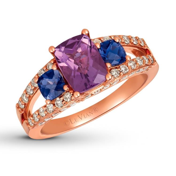 Le Vian Amethyst  Iolite Ring 5/8 ct tw Diamonds 14K Gold