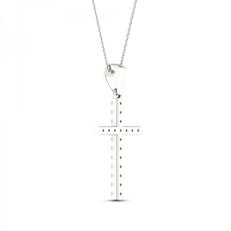 Diamond Cross Necklace 1/5 ct tw Round-Cut Sterling Silver 18