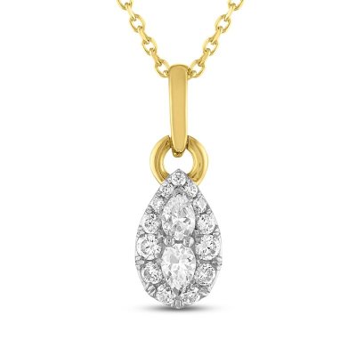 Forever Connected Diamond Necklace 1/3 ct tw Pear/Round-Cut 10K Yellow Gold 18