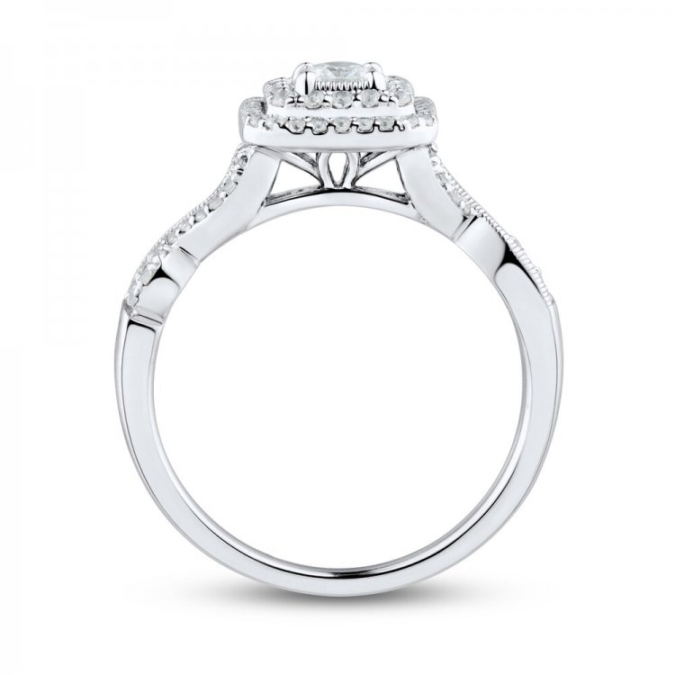 Diamond Engagement Ring 1/2 ct tw Princess/Round 14K White Gold