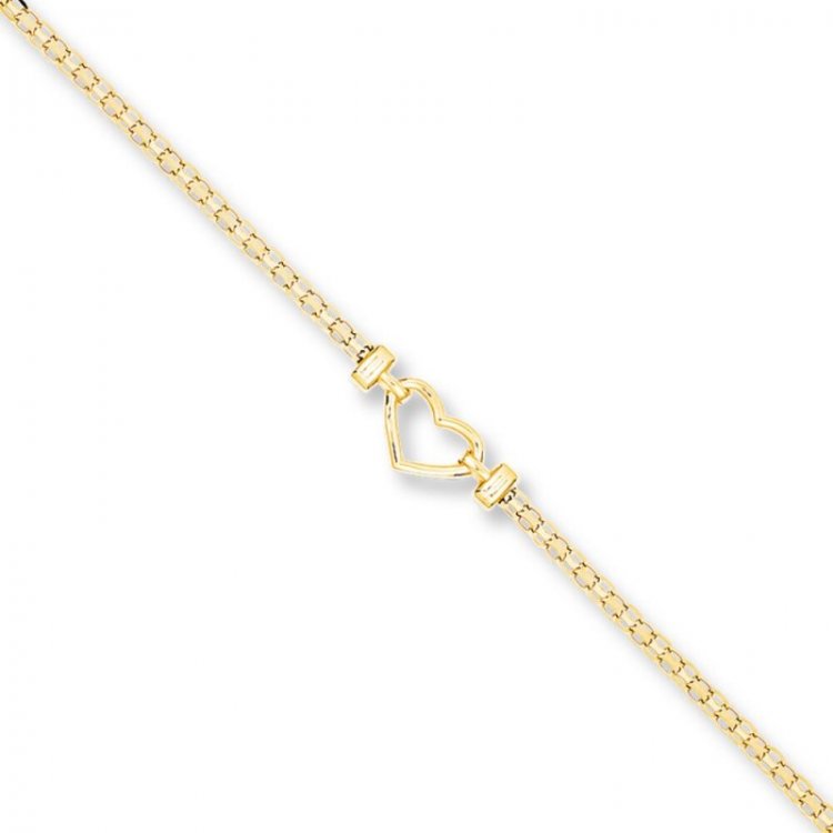 Heart Anklet 14K Yellow Gold