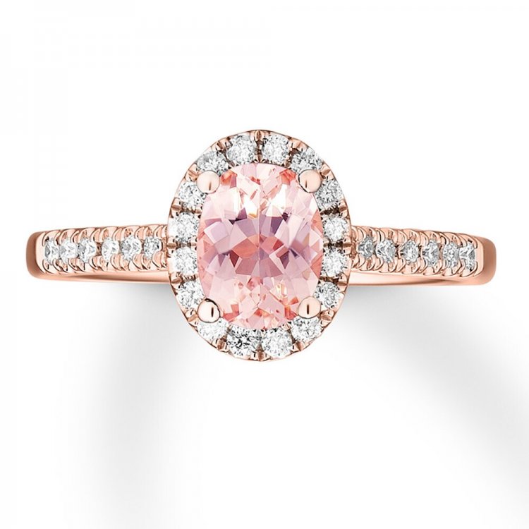 Morganite Engagement Ring 1/4 ct tw Diamonds 14K Rose Gold