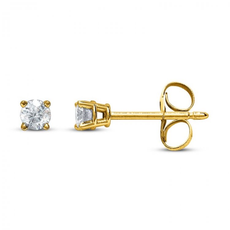 Diamond Earrings 1/10 ct tw Round-cut 14K Yellow Gold