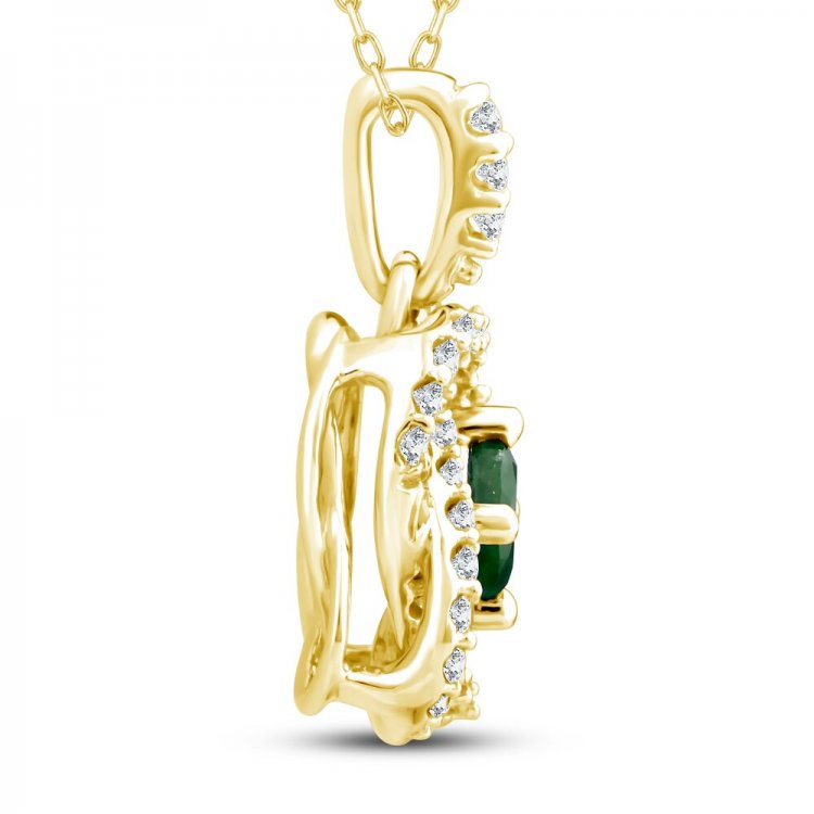 Center of Me Emerald  Diamond Necklace 1/5 ct tw 10K Yellow Gold 18