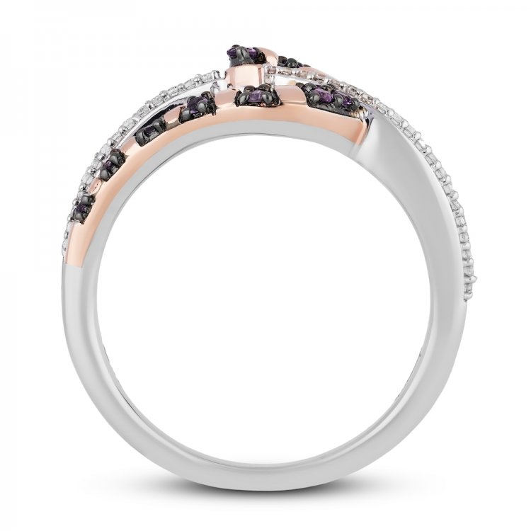 Disney Treasures Alice in Wonderland Cheshire Cat Amethyst  Diamond Ring 1/10 ct tw Sterling Silver/10K Rose Gold