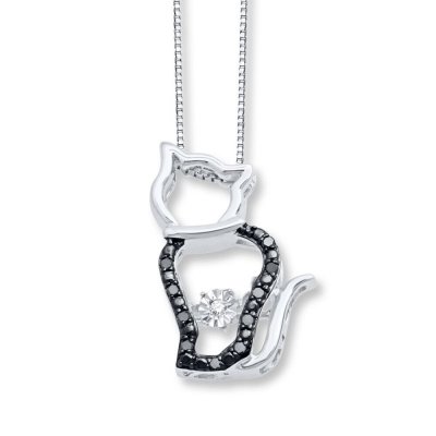 Unstoppable Love 1/10 ct tw Cat Necklace Sterling Silver