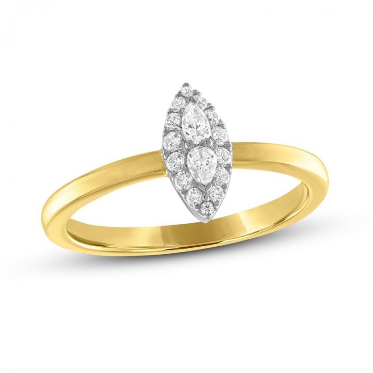 Forever Connected Diamond Ring 1/5 ct tw Pear/Round-Cut 10K Two-Tone Gold