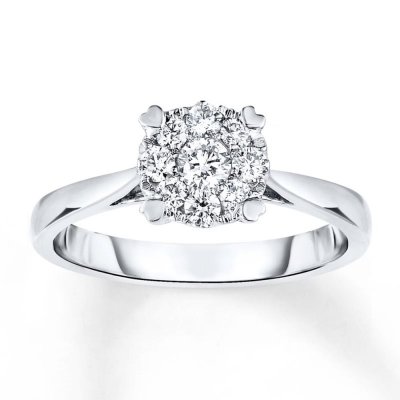 Diamond Ring 1/4 ct tw Round-cut 10K White Gold