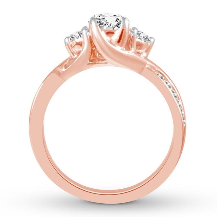 Three-Stone Diamond Ring 1 ct tw Round-cut 14K Rose Gold