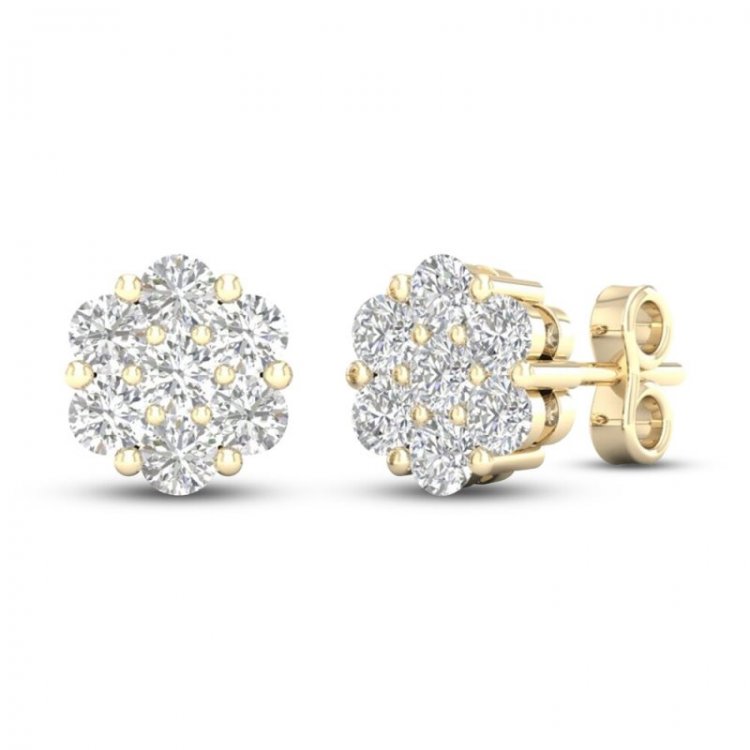 Diamond Fashion Earrings 1/5 ct tw Round-cut 10K Yellow Gold