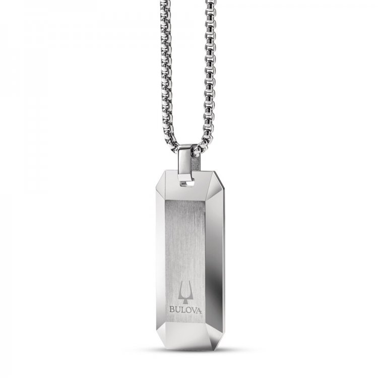 Bulova Dog Tag Necklace Stainless Steel 26-28.5