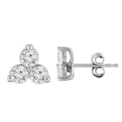 3-Stone Diamond Earrings 1/2 ct tw Round-cut 10K White Gold