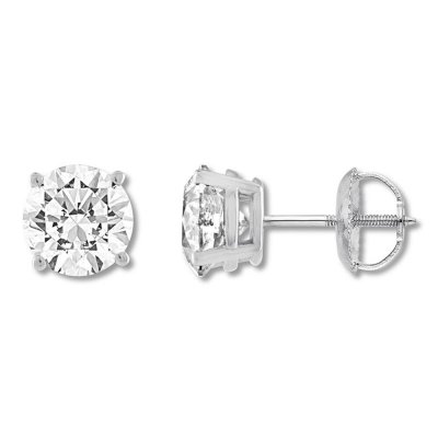 Diamond Solitaire Earrings 1 ct tw Round-cut 10K White Gold