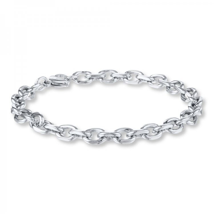 Men's Rolo Link Bracelet Stainless Steel 9" Length