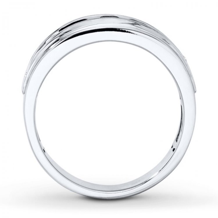 Mens Wedding Band 1 ct tw Diamonds 10K White Gold